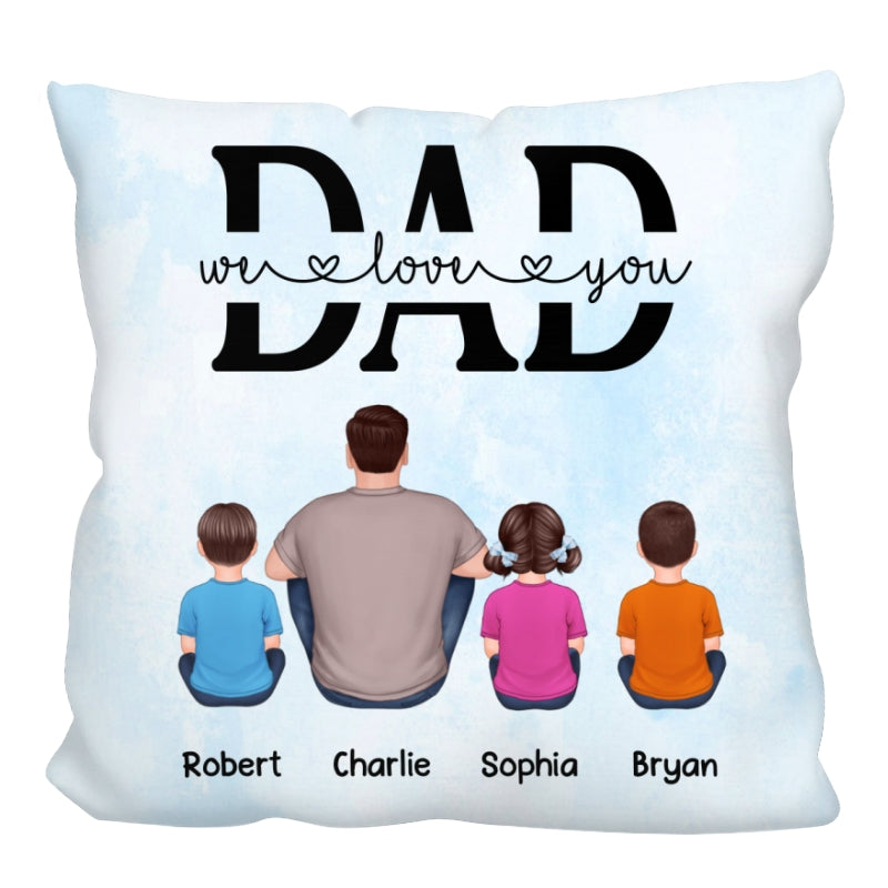 Best Dad Ever Back View Man Kids Dog Cat Father‘s Day Gift For Dad Personalized Pillow