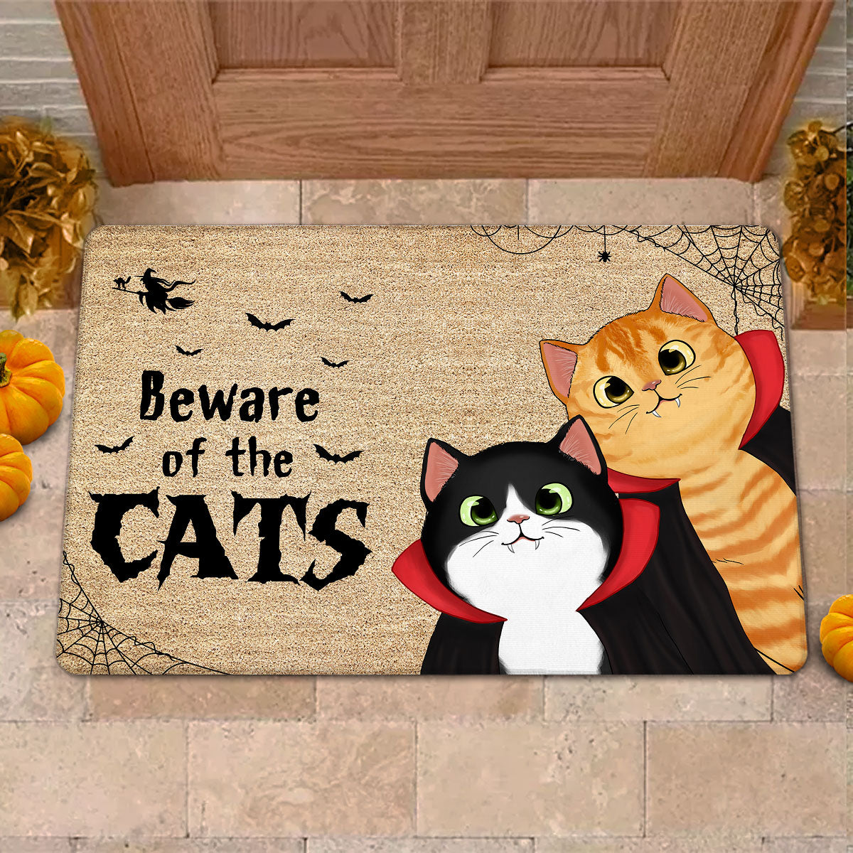 Peeking Cat Halloween Gift For Cat Lovers Personalized Doormat