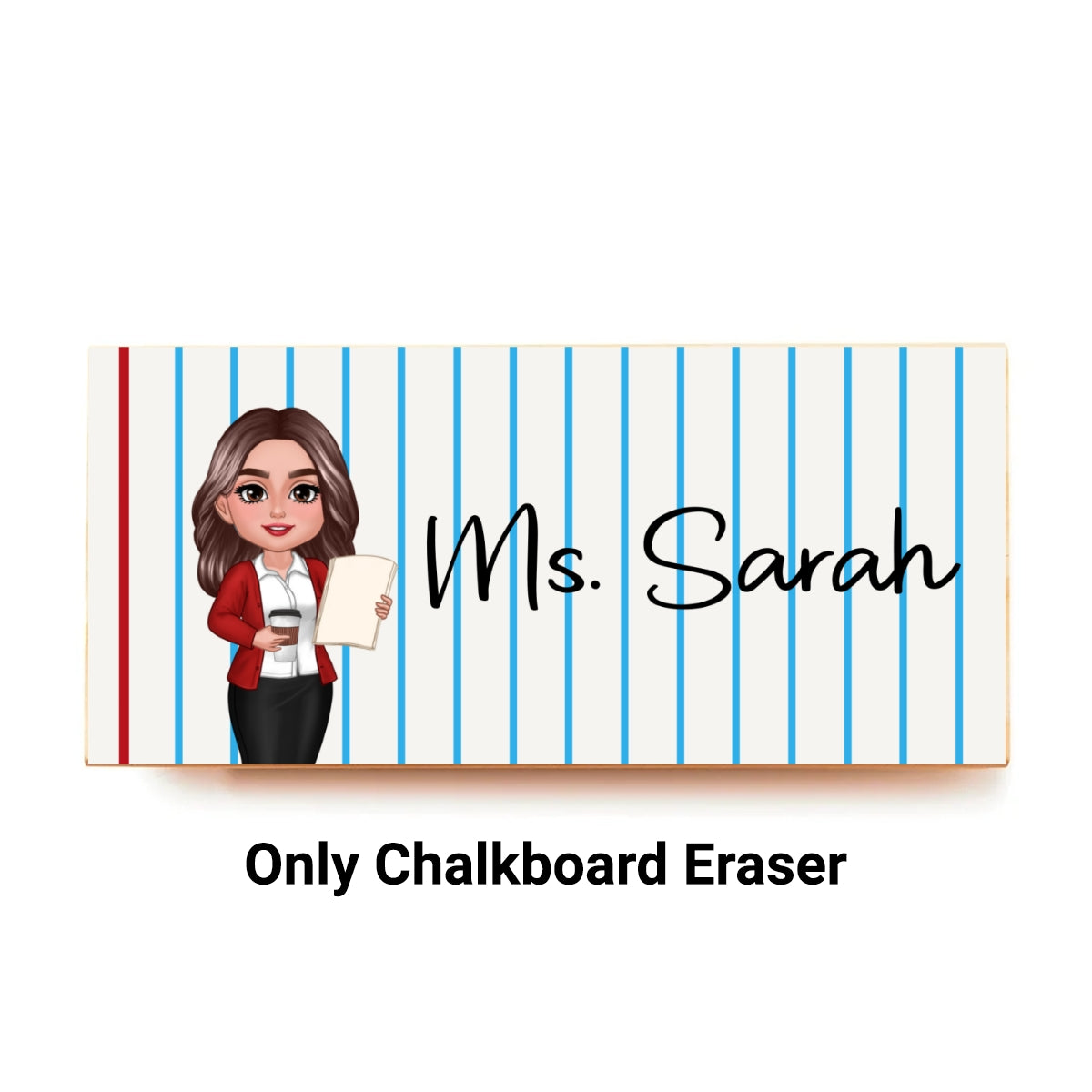Doll Teacher Notebook Pattern Personalized Chalkboard/Whiteboard Eraser with Marker, Teacher Appreciation Gift, Back To School Gift