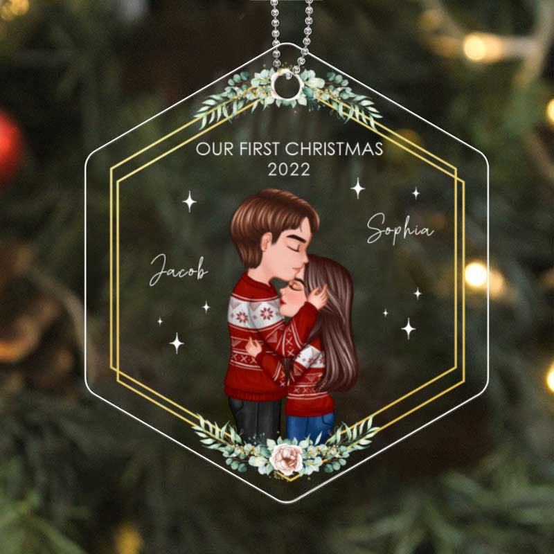 First Christmas Couple Newlywed Personalized Acrylic Ornament