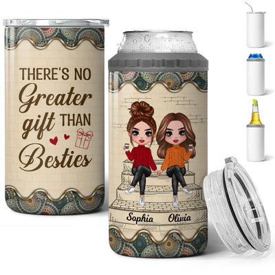 Besties Sisters Stair Outline Details Pattern Personalized 4 In 1 Can Cooler