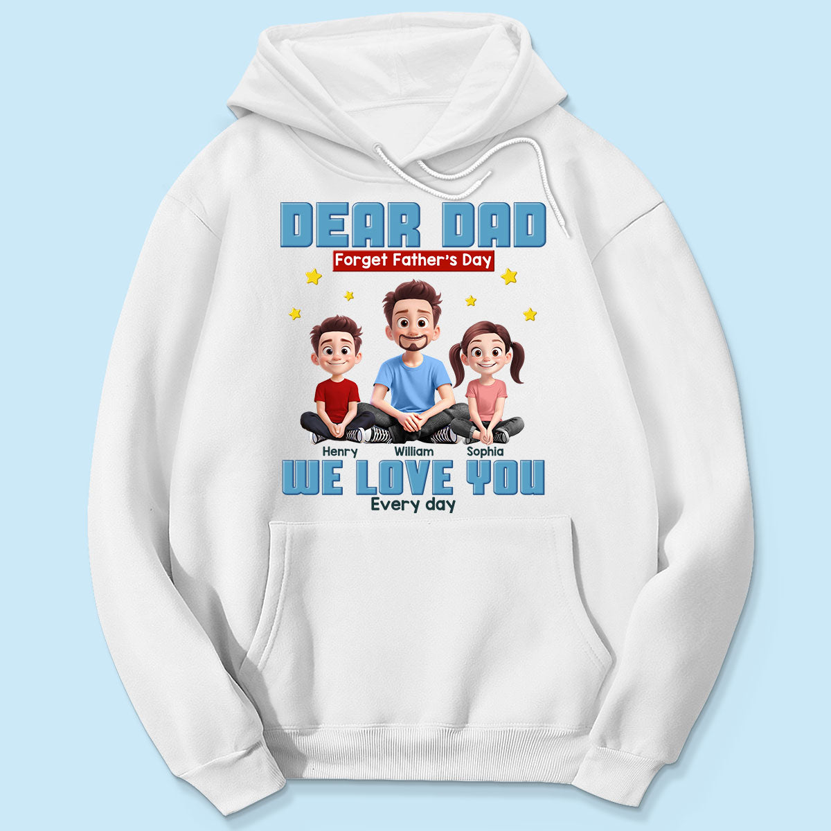 Cartoon Funny Dad And Kids Forget Father's Day Personalized Shirt, Gift For Dad