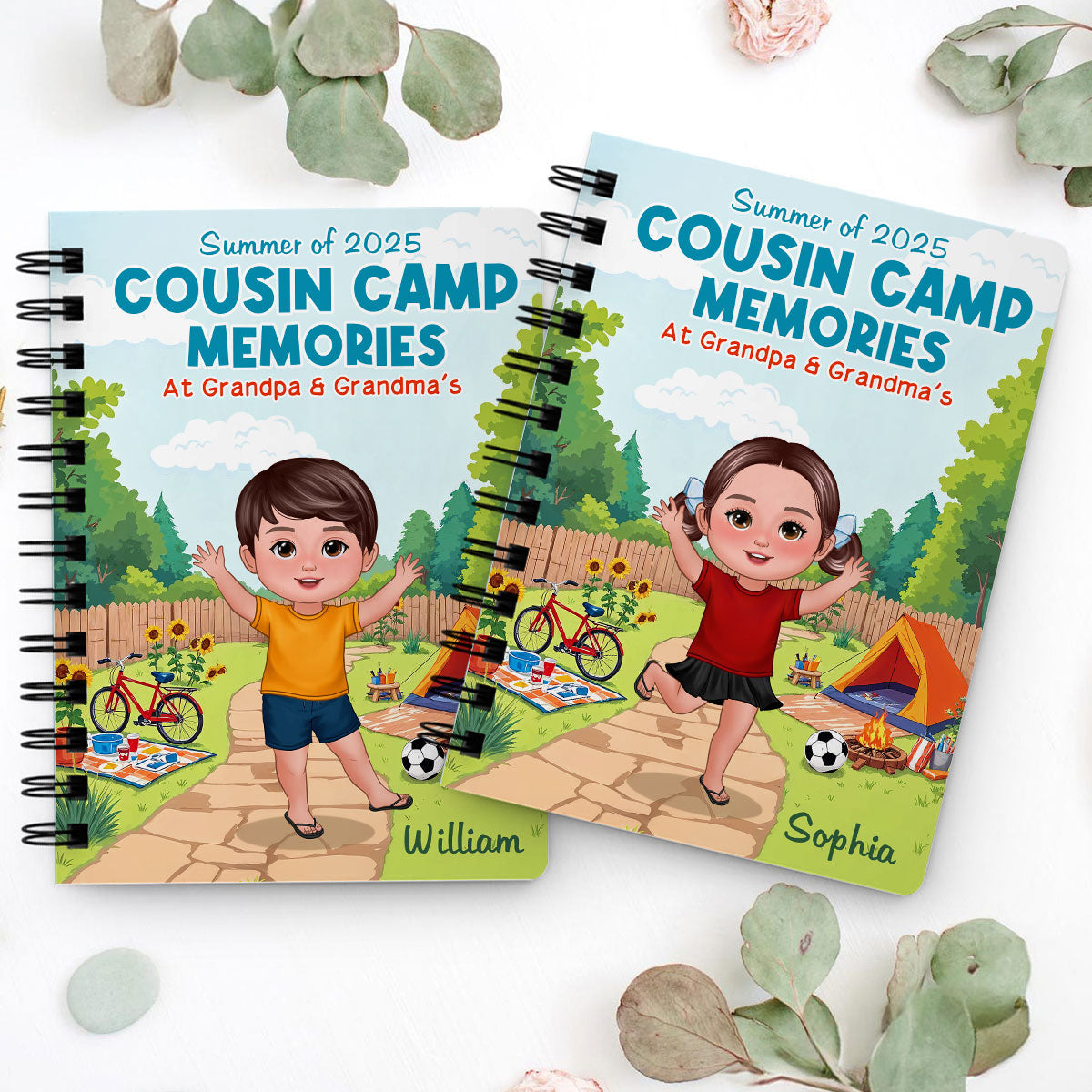 Cousin Camp Memories Personalized Spiral Notebook Journal, Gift For Kids