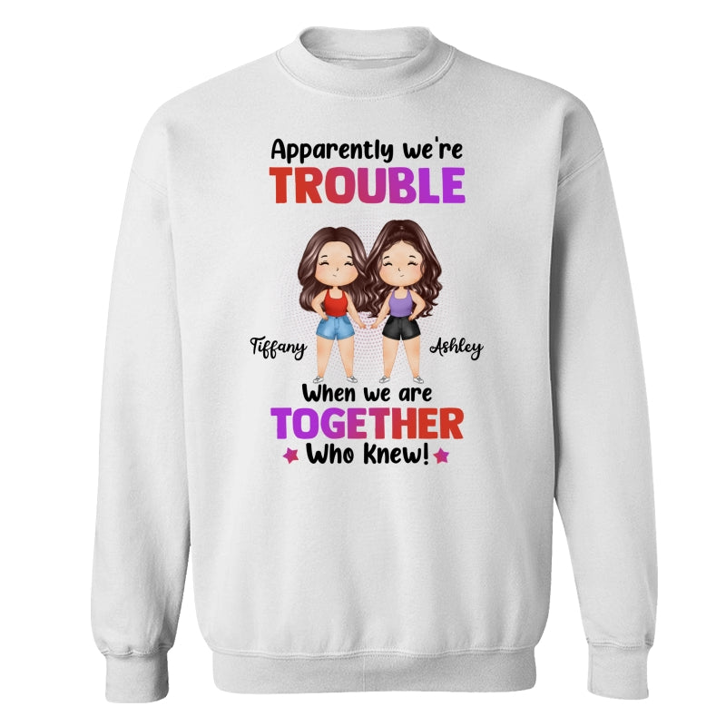 Trouble Besties Best Friends Watercolor Personalized Shirt