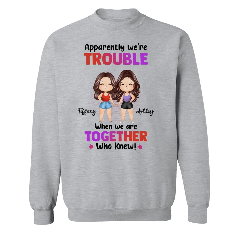Trouble Besties Best Friends Watercolor Personalized Shirt