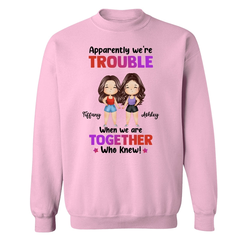 Trouble Besties Best Friends Watercolor Personalized Shirt