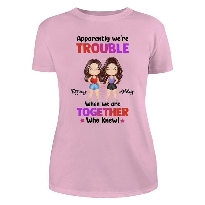 Trouble Besties Best Friends Watercolor Personalized Shirt