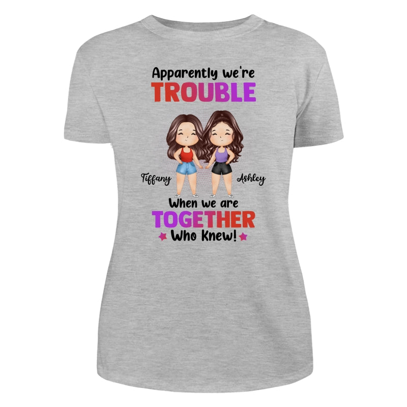 Trouble Besties Best Friends Watercolor Personalized Shirt