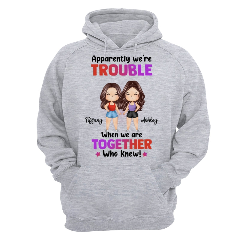 Trouble Besties Best Friends Watercolor Personalized Shirt