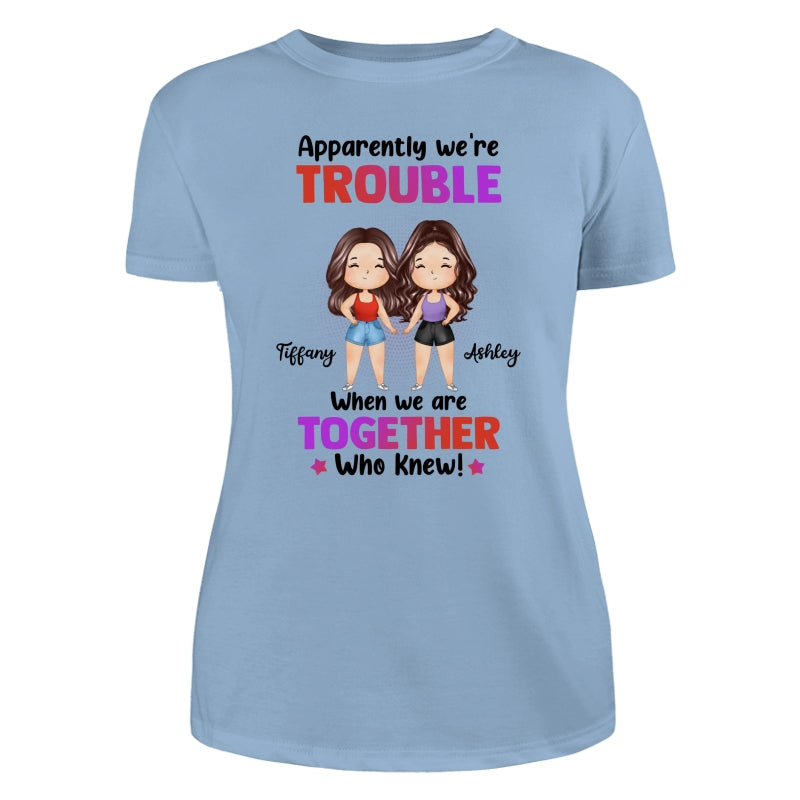 Trouble Besties Best Friends Watercolor Personalized Shirt
