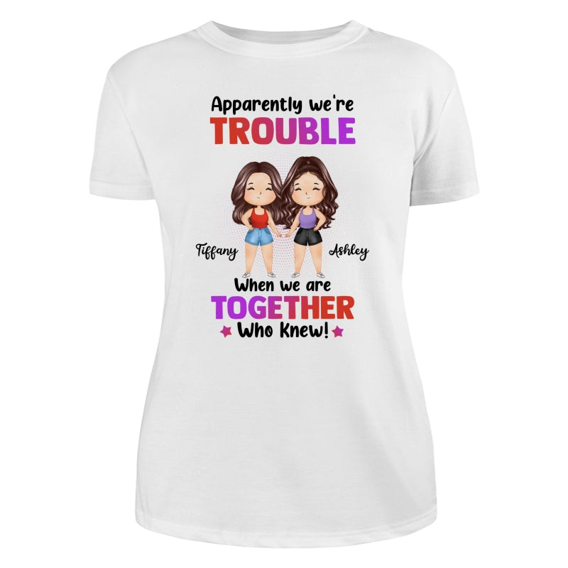 Trouble Besties Best Friends Watercolor Personalized Shirt