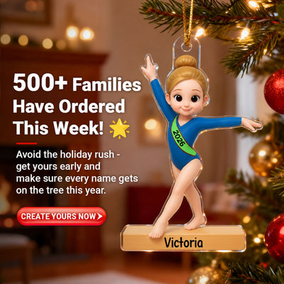 3D Effect Gymnastic Girl - Personalized Acrylic Ornament - Christmas Gift For Daughter Granddaughter
