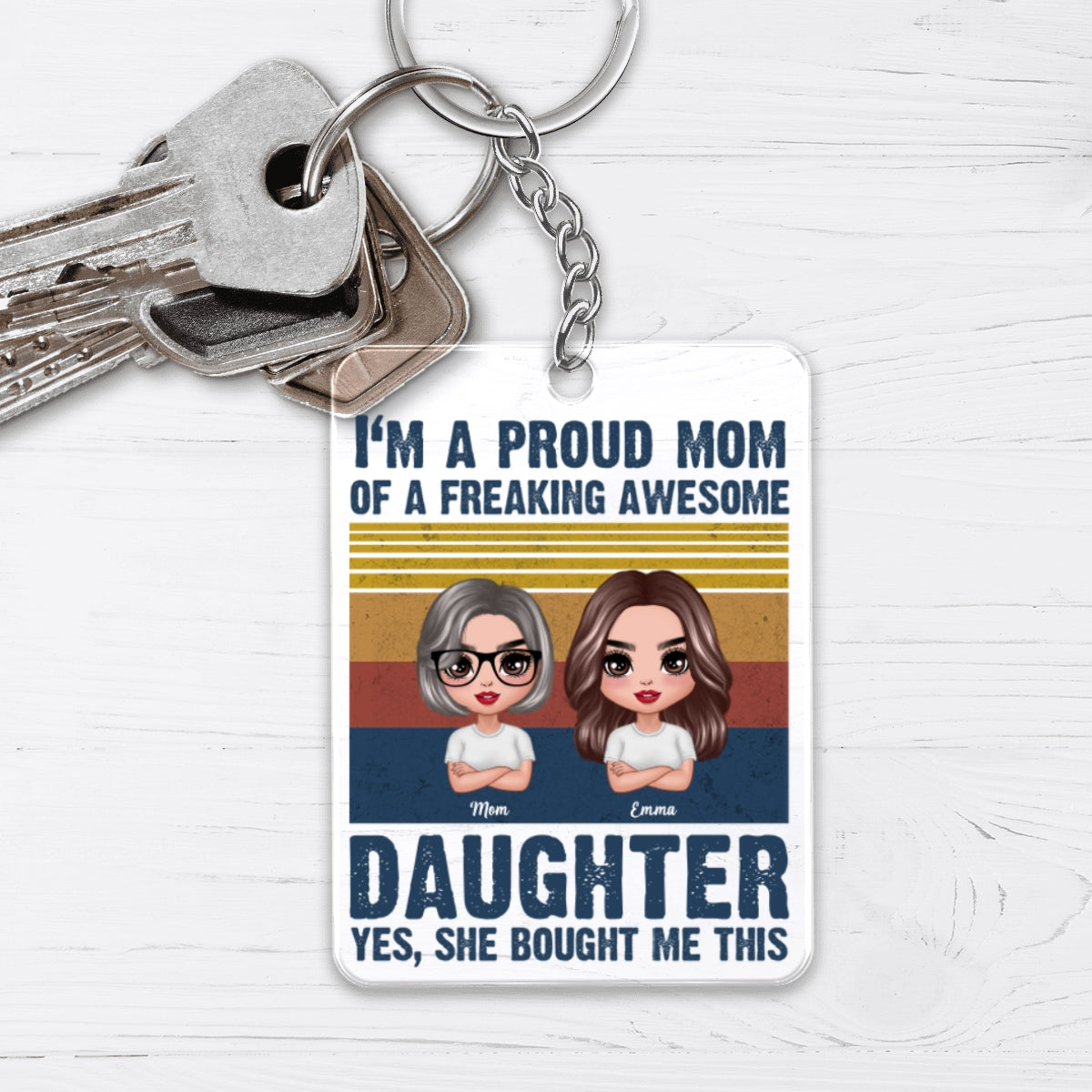 Proud Mom Dad Husband Wife Gift For Family Personalized Acrylic Keychain