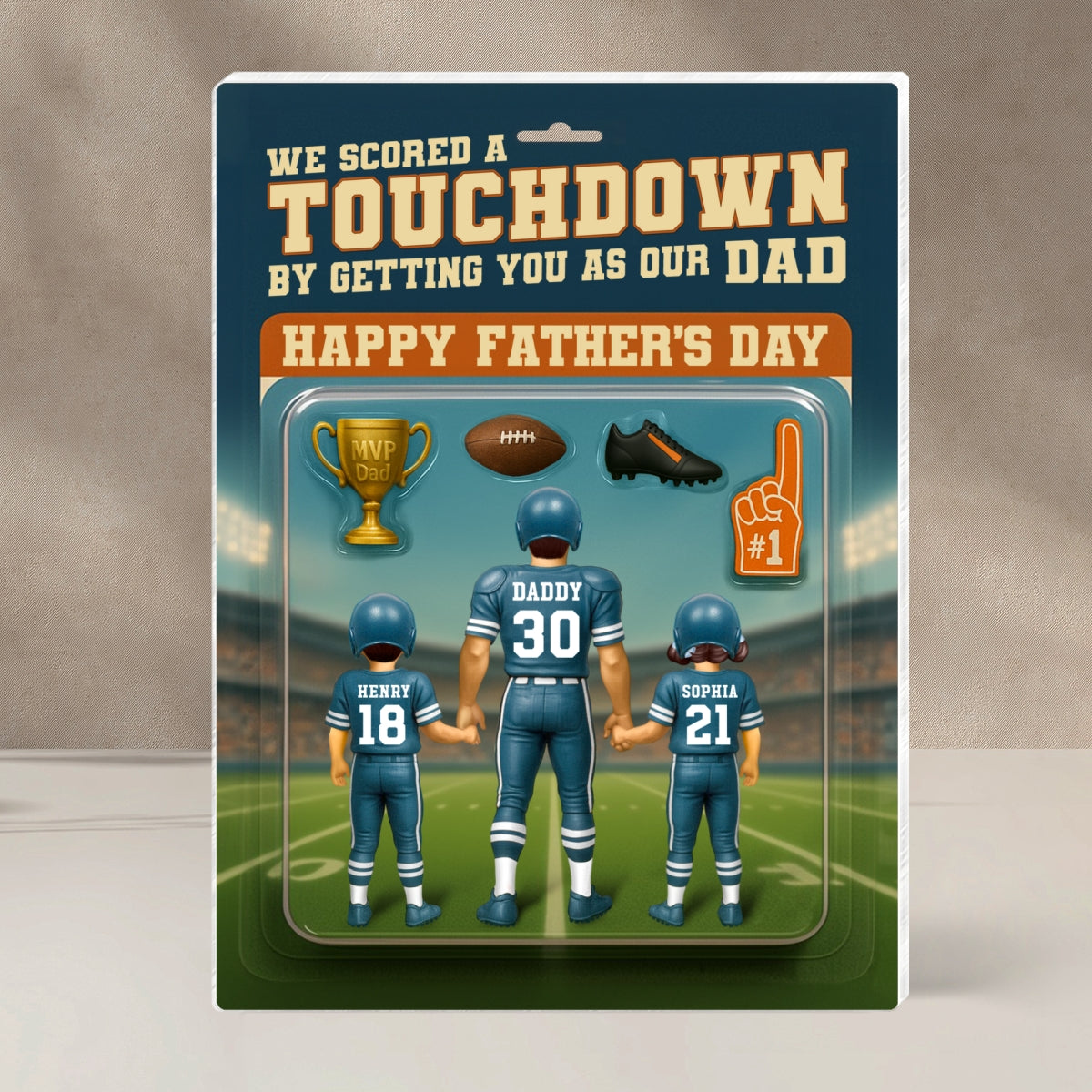 I Scored A Touchdown Getting You as my Dad, Custom Figure Personalized Acrylic Block Plaque, Father's Day Gift for Dad, Gift for Husband