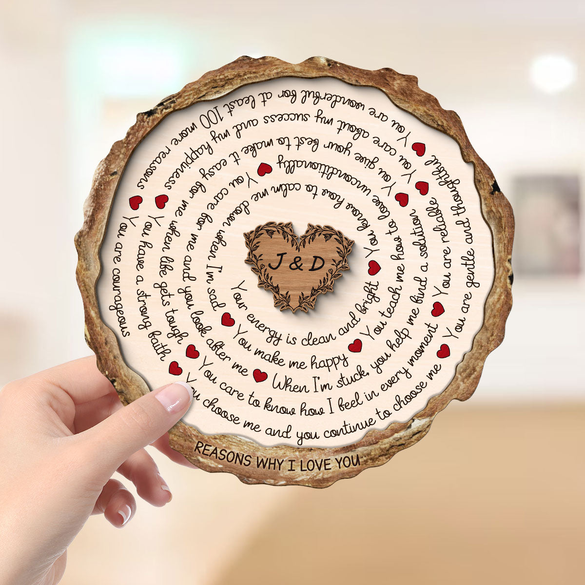 Reasons Why I Love You Spiral Text  Gift For Him Or Her Personalized 2-Layer Wooden Plaque
