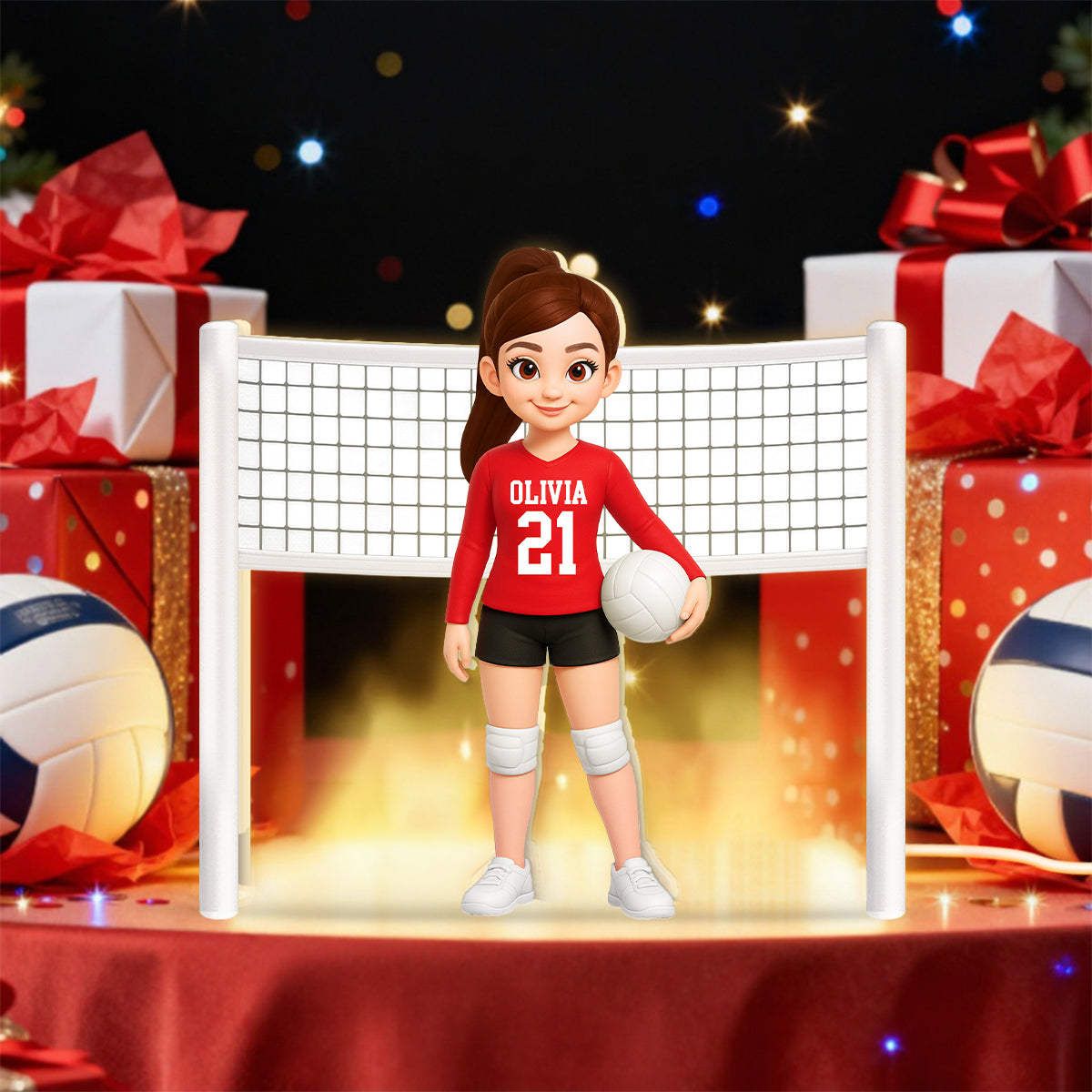 Volleyball Girl 3D Effect - Personalized Light Box - Christmas Gift For Teen Girls