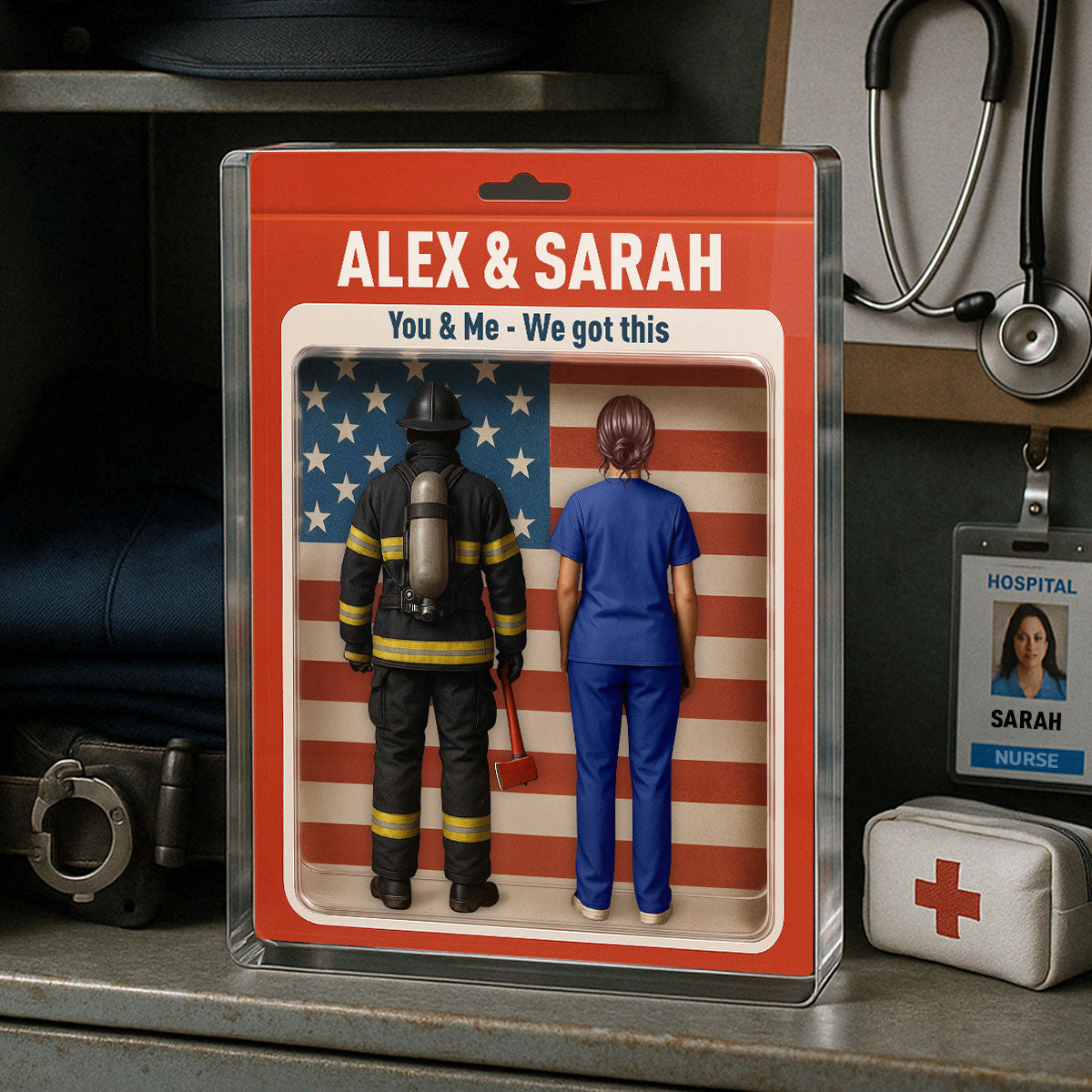 Hero Couple You & Me We Got This Realistic Figures Style Personalized Acrylic Block Plaque