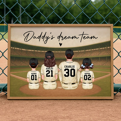 Retro Vintage Baseball Family Dream Team Home Decoration - Personalized Poster - Father's Day Gift For Dad, Gift For Husband, Gift For Grandpa