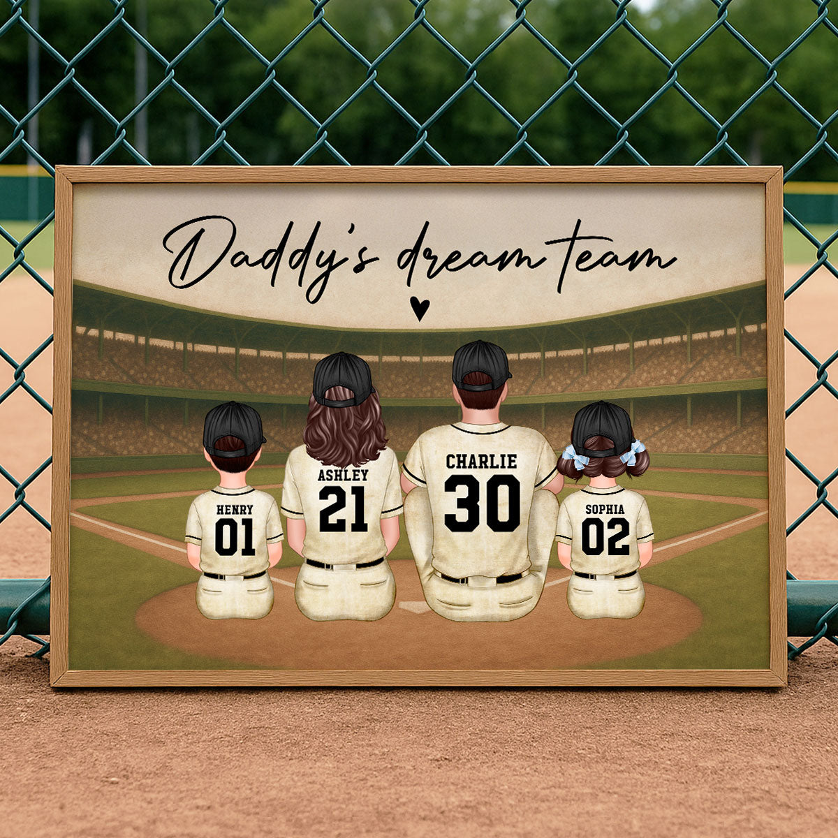 Retro Vintage Baseball Family Dream Team Home Decoration - Personalized Poster - Father's Day Gift For Dad, Gift For Husband, Gift For Grandpa