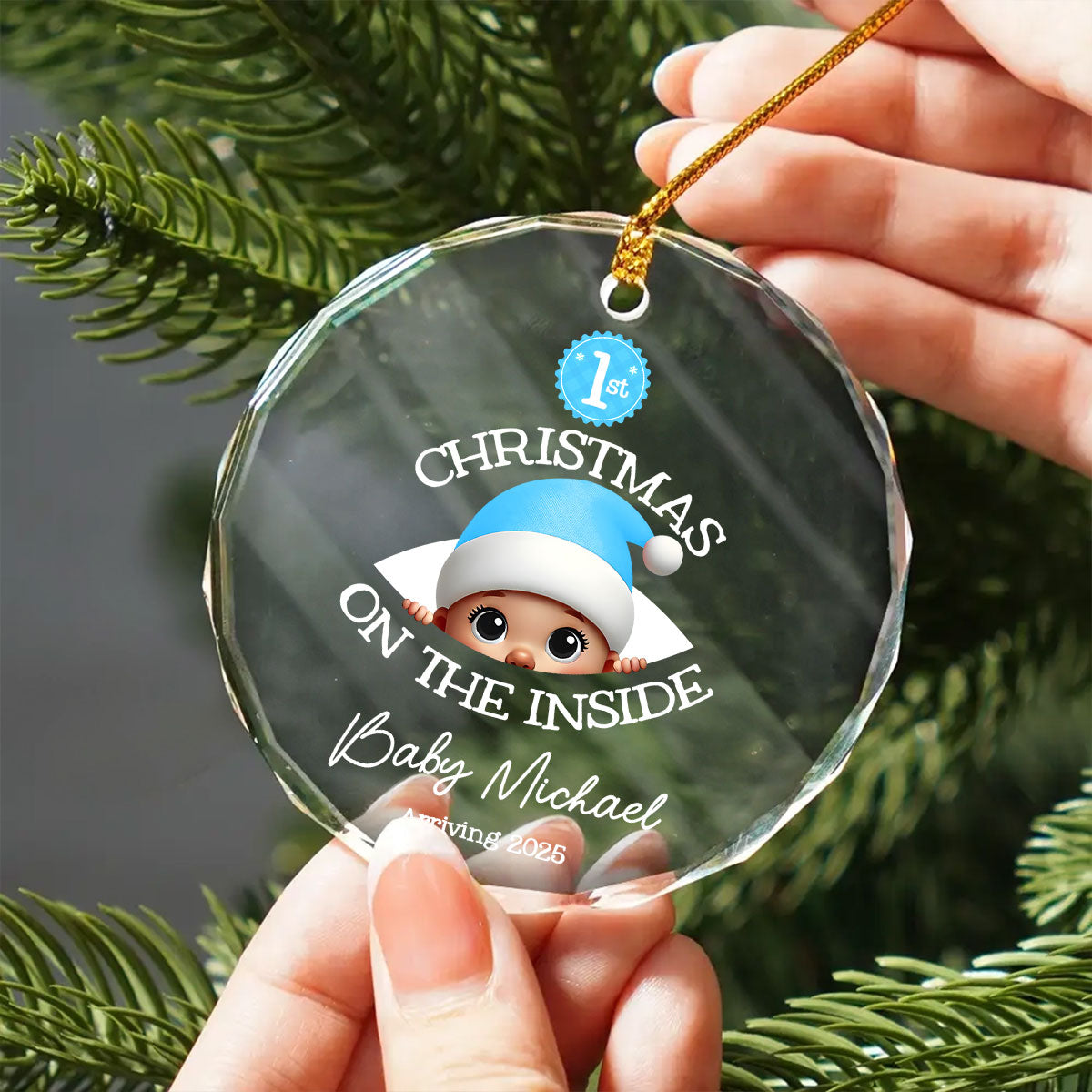 Personalized Baby's First Christmas On the Inside Glass Ornament, Custom Pregnancy Reveal Ornament, Expecting Parents