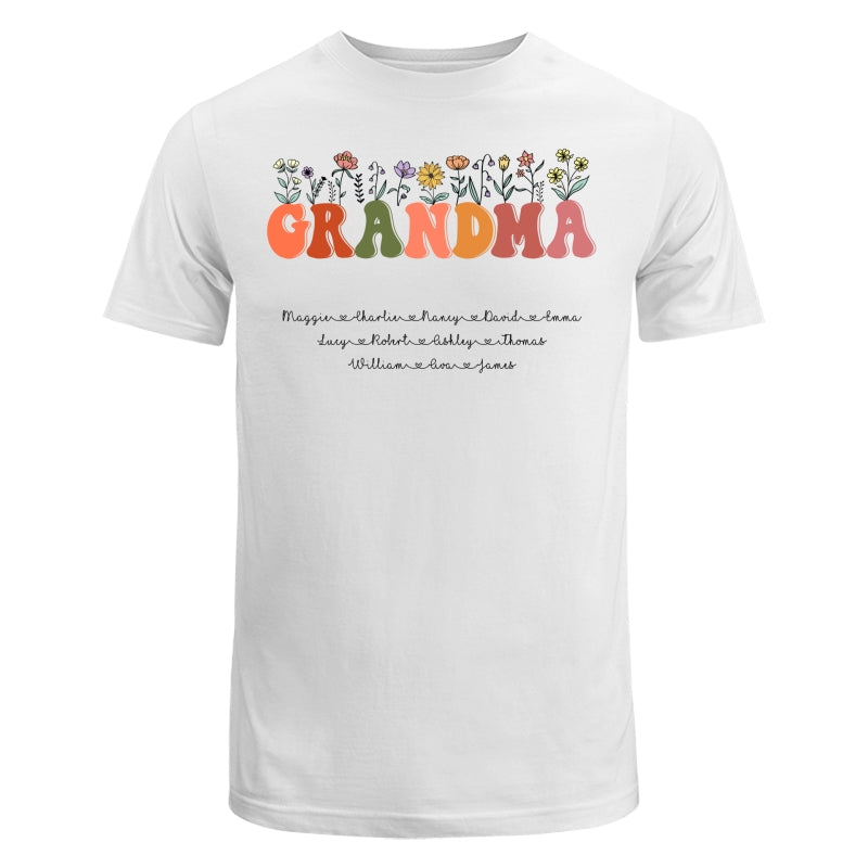 Grandma Floral Summer Vibe Grandkids Name Personalized Shirt