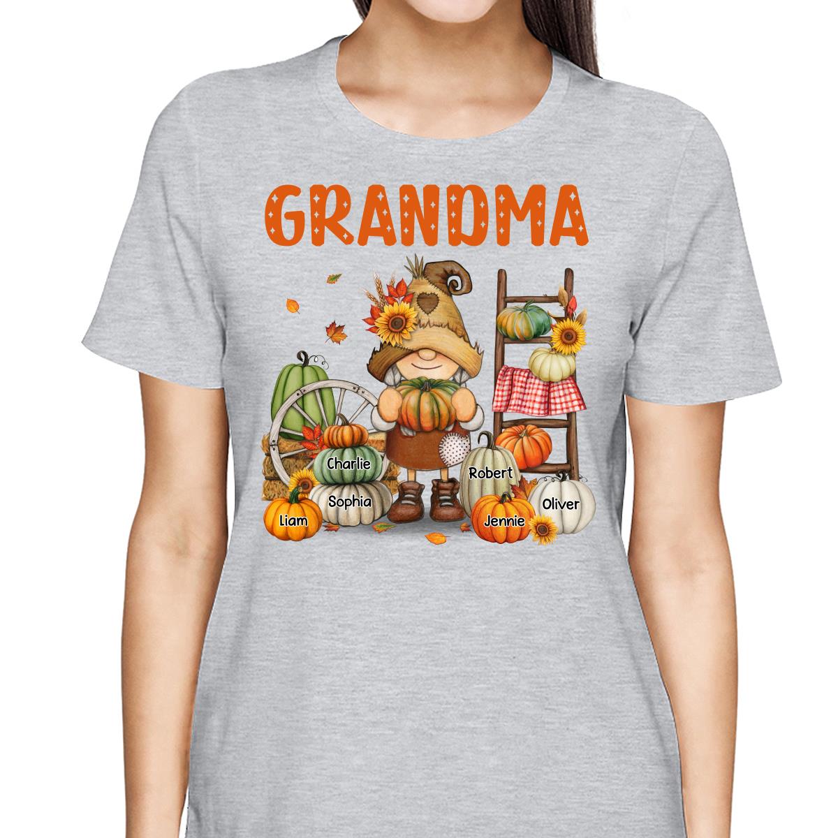 Grandma Mom Fall Season Gnome Personalized Shirt
