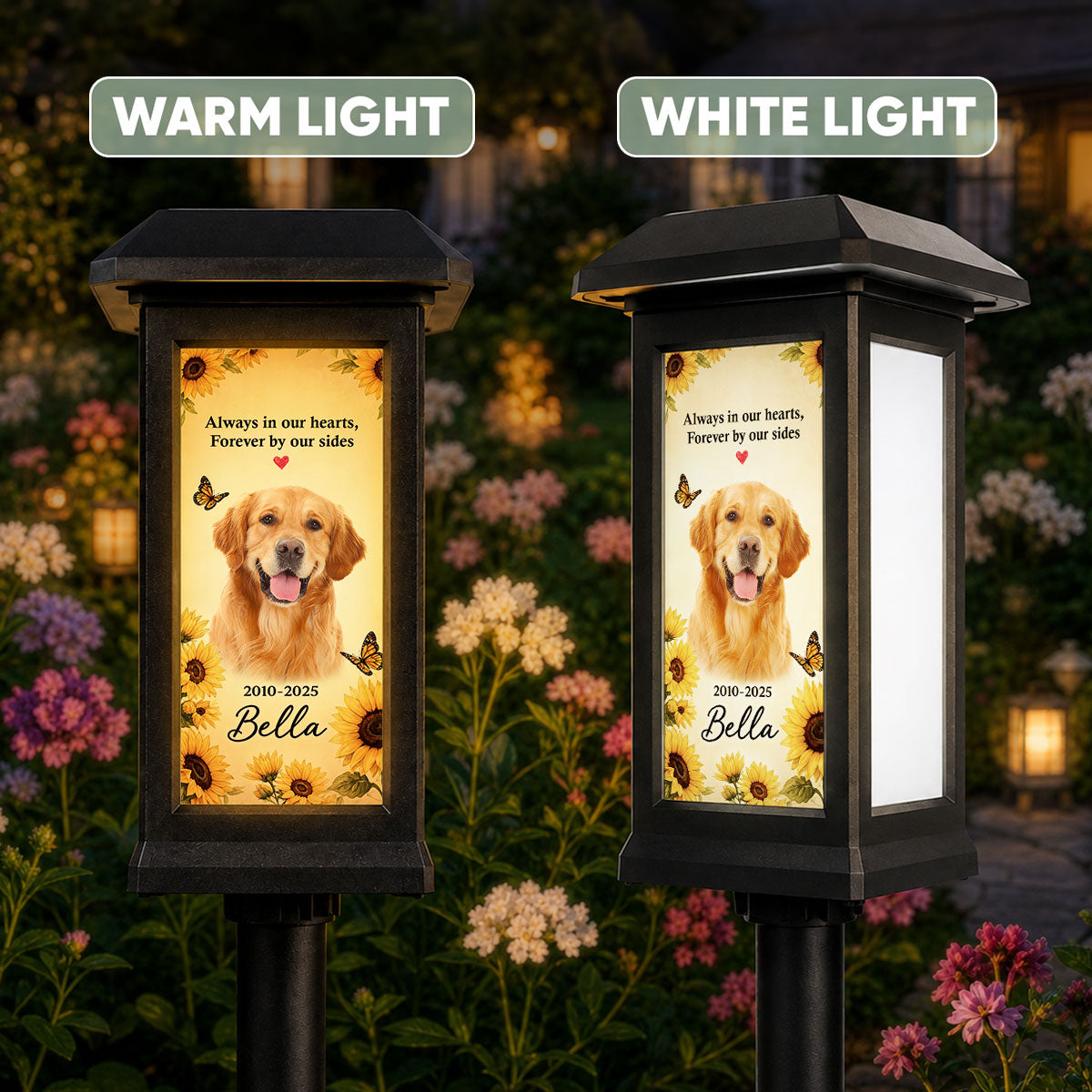 Custom Pet Memorial Photo - Personalized Solar Garden Light - Custom Dog Cat Garden Stake, Sympathy Gift