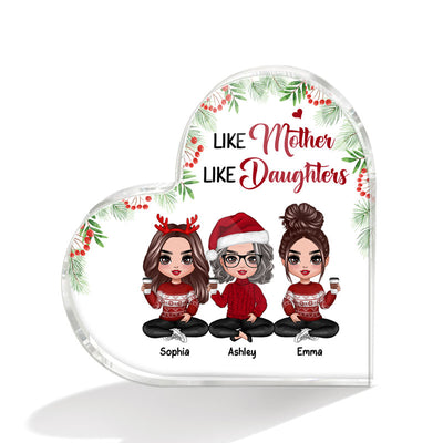 The Love Between Mother & Daughters Doll Personalized Acrylic Heart Plaque
