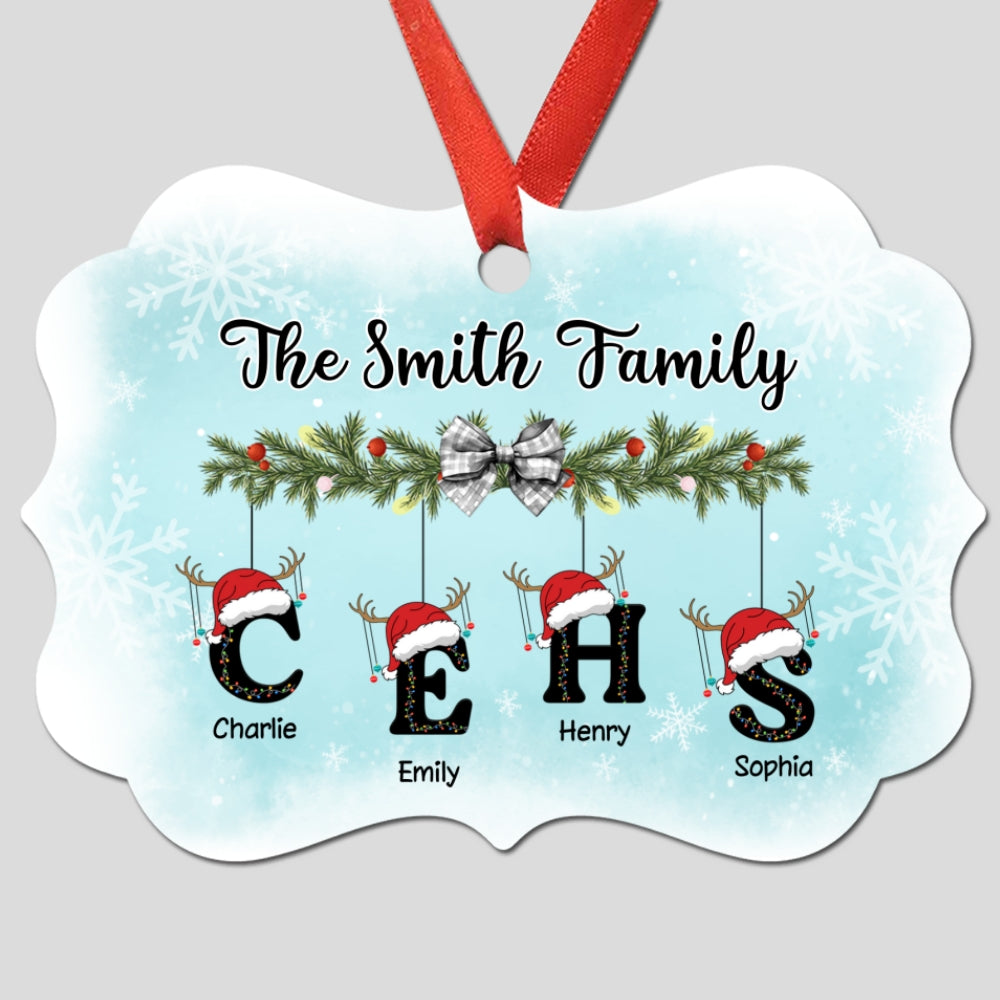 Family First Letter Name Christmas Personalized Aluminum Ornament