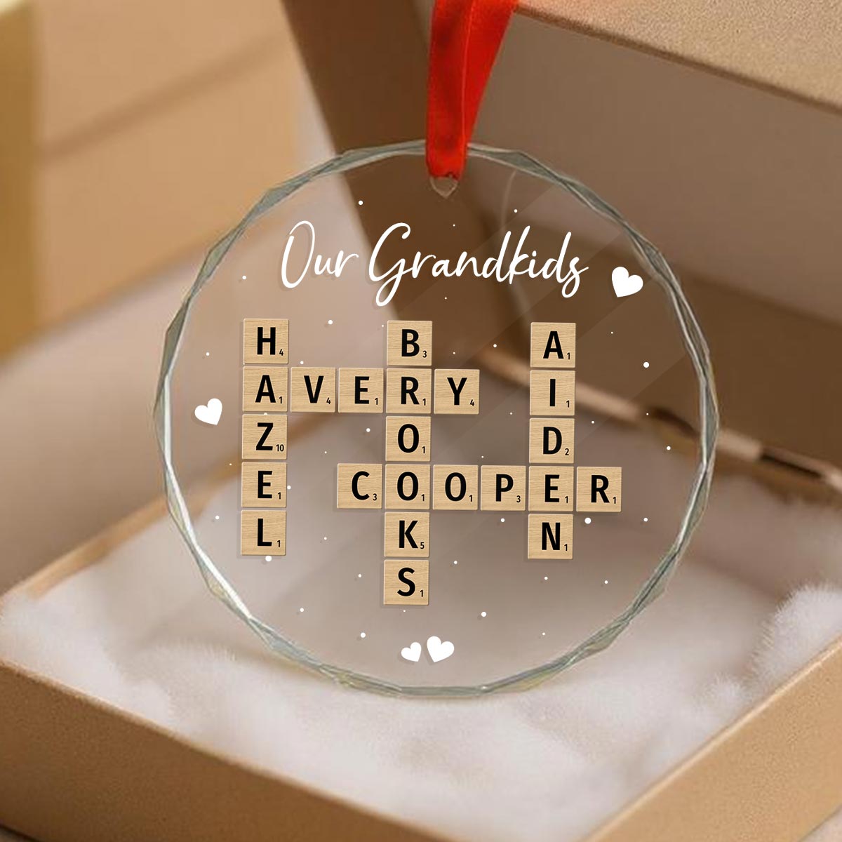 Unique Decor Crossword Puzzle Art - Personalized Glass Ornament