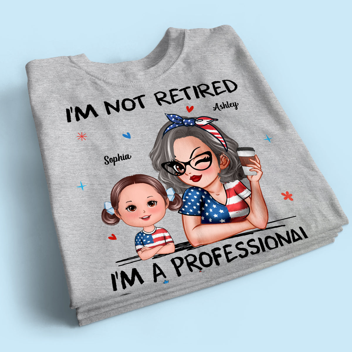 Retired Grandma Nation Flag Personalized Shirt, 4th Of July