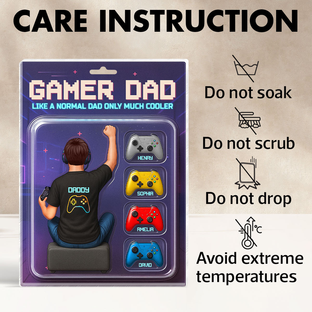 Gamer Dad Back View Toy Box Figures Style, Personalized Acrylic Block Plaque, Father's Day Gift for Dad, Gift for Husband