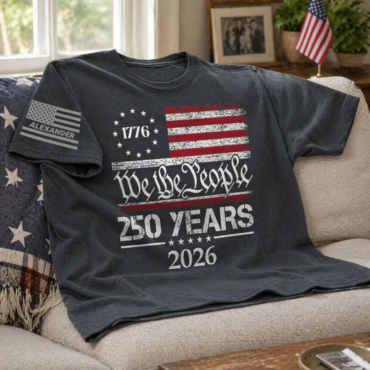 We The People Custom Name - Personalized Sleeve Printed Shirt - United States 250th Anniversary USA Patriotic