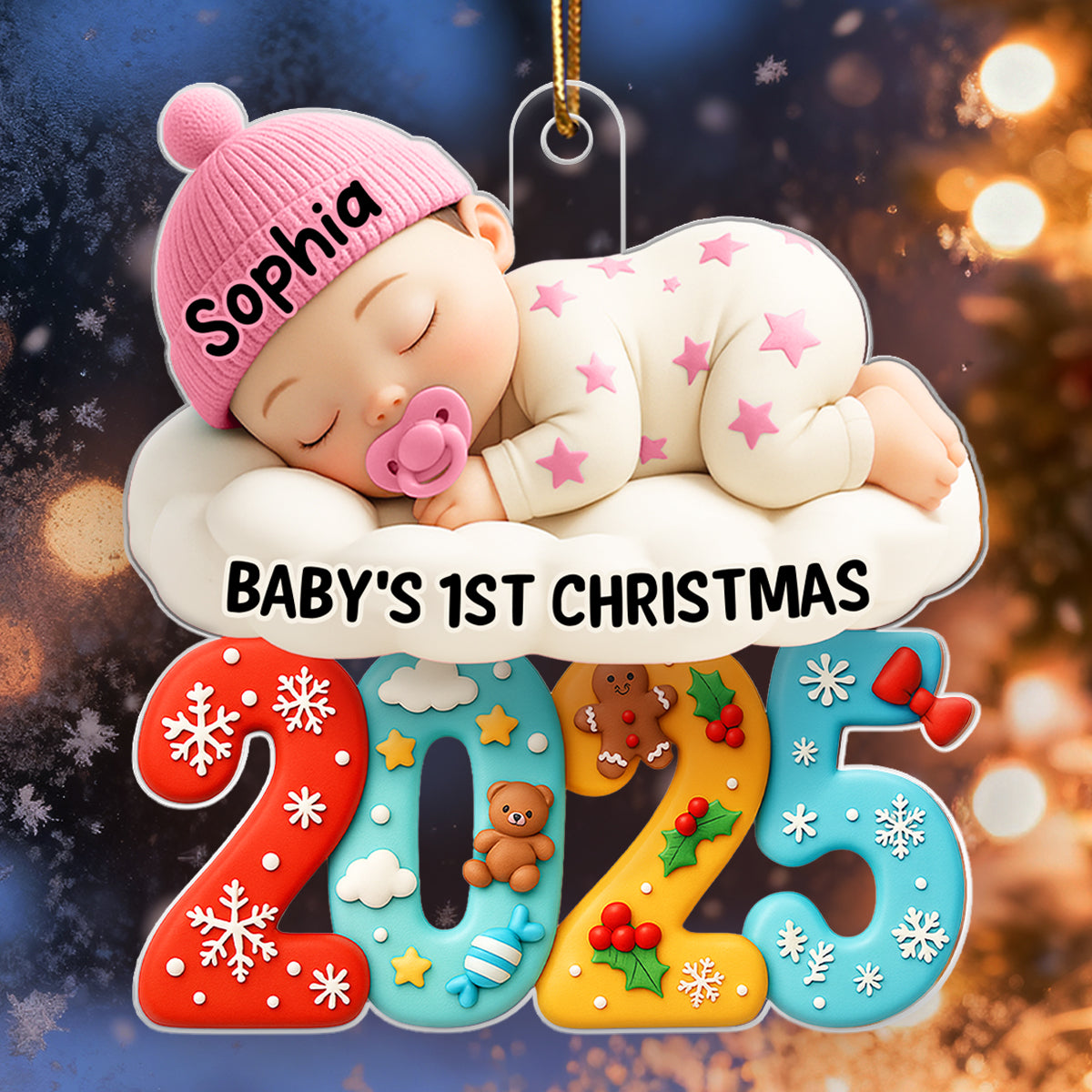 Baby In The Cloud First Christmas - Personalized Acrylic Ornament - Heartwarming Christmas Gift For New Born, Baby