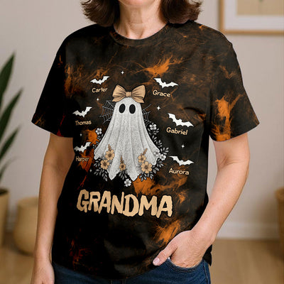 Halloween Faux Lace Pattern Boo Grandma Personalized Shirt