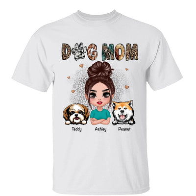 Animal Patterns Dog Mom Peeking Dogs Personalized Shirt