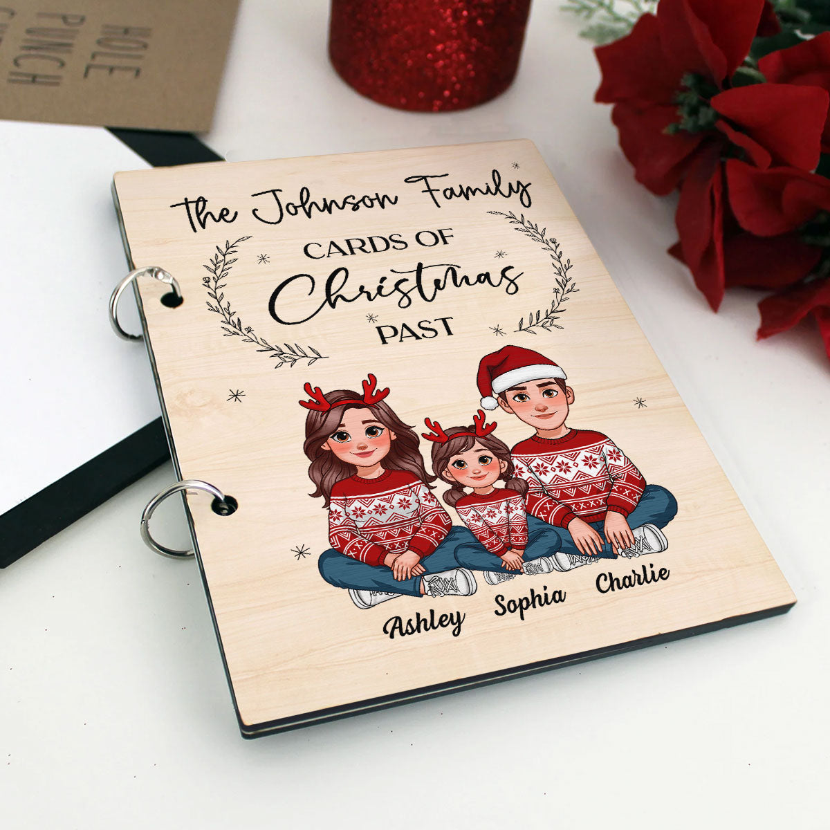 Animated Family Card Storage Keepsake Personalized Christmas Card Keeper