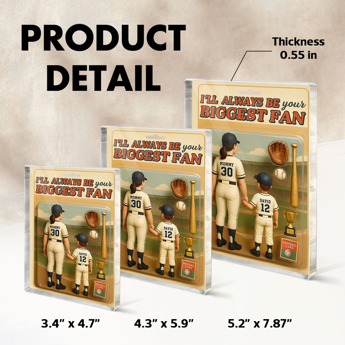 Baseball I Will Always Be Your Biggest Fan Personalized Rectangle Acrylic Block Plaque, Gift For Son, Daughter
