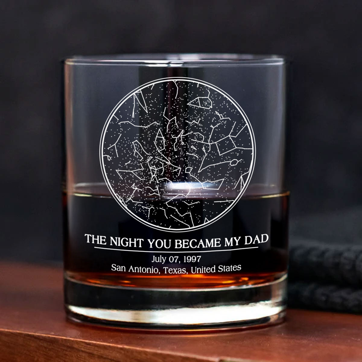 Custom Star Map by Date, The Day You Became My Dad Personalized Wine Glass, Father's Day Gift for Dad, Gift for Husband
