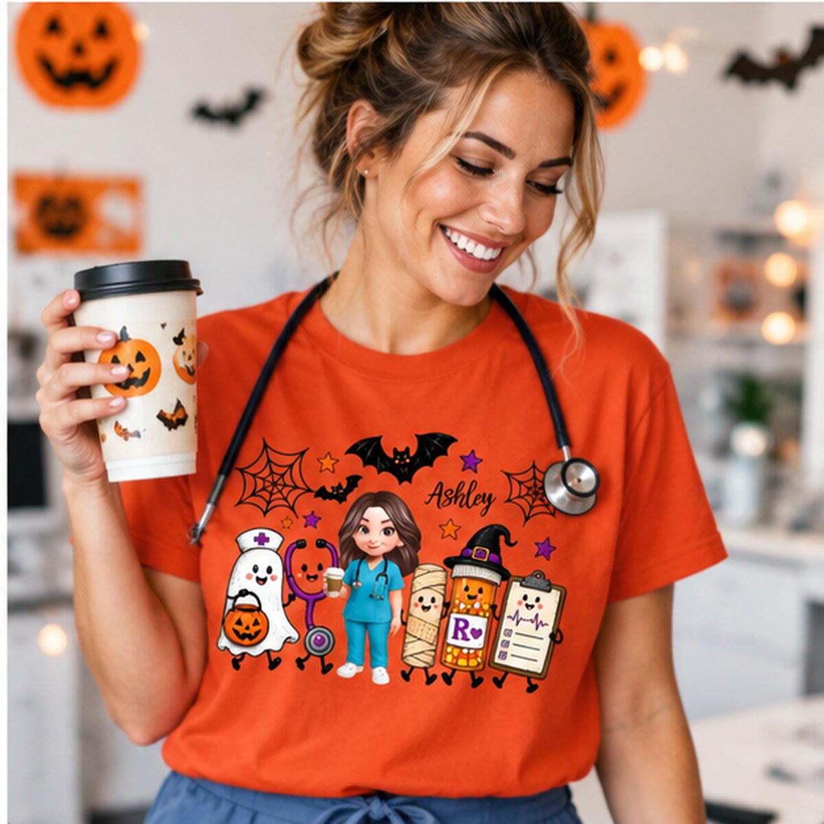 Halloween Cute Nurse Things - Personalized Shirt - Halloween Shirt For Nurse