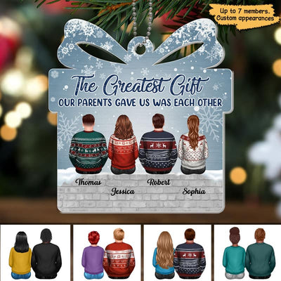 The Greatest Gift Sisters Brothers Christmas Personalized Acrylic Ornament