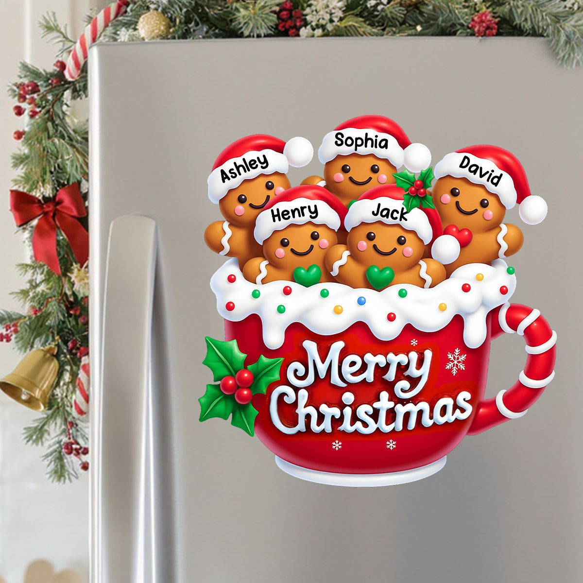 Merry Christmas Gingerbread Family Personalized Decal