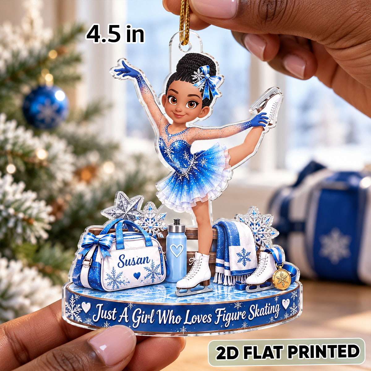 Just a Girl Who Loves Figure Skating - Personalized Acrylic Ornament - Christmas Gift for Daughter, Granddaughter