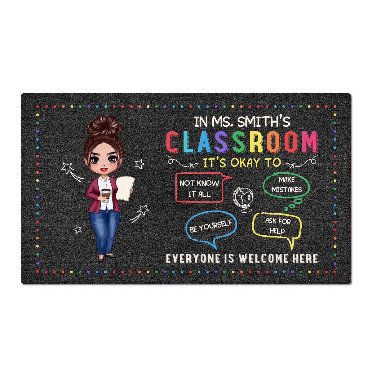 In Teacher Classroom It‘s Okay Everyone Is Welcome Here Personalized Classroom Doormat