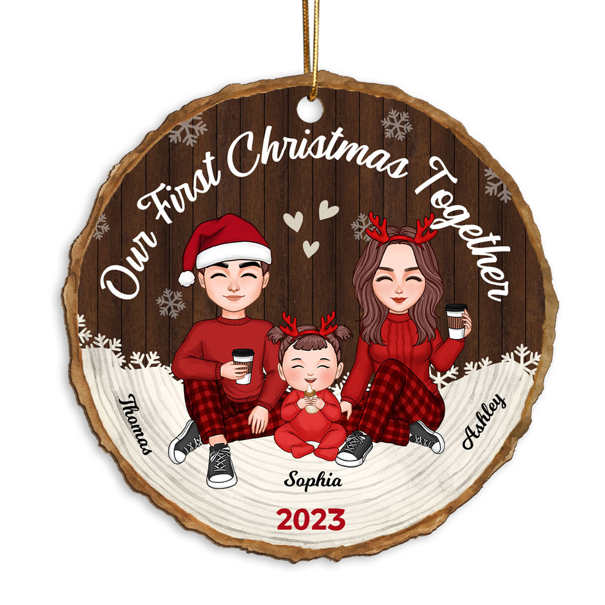 Our First Christmas Together New Baby First Christmas Dad Mom Baby Personalized Wooden Ornament