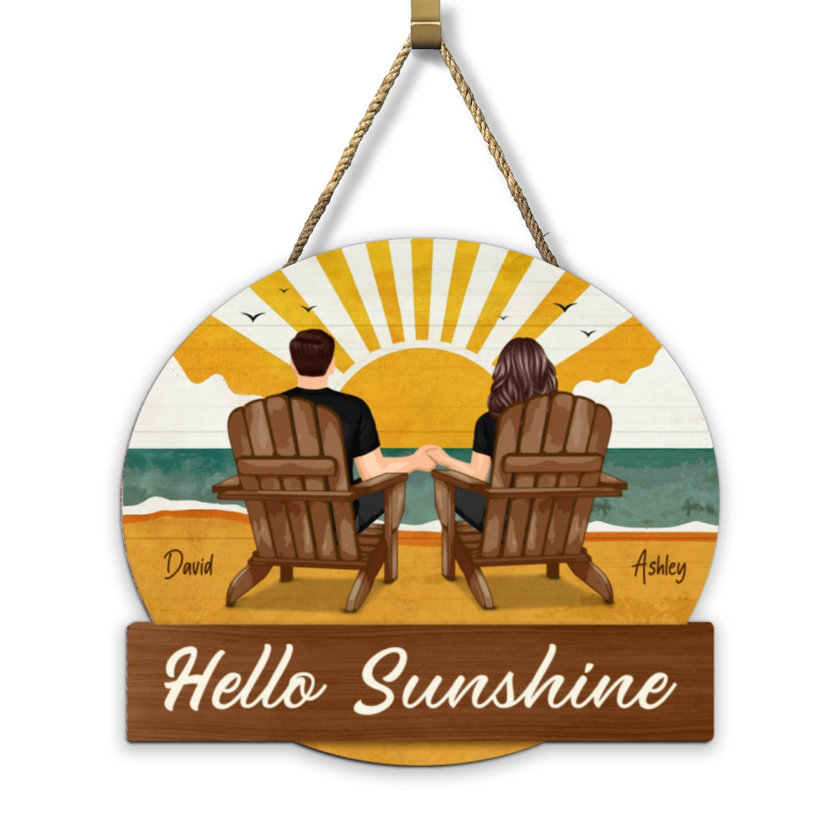Summer Decor Wreaths Couple Beach Rustic Personalized Wooden Sign