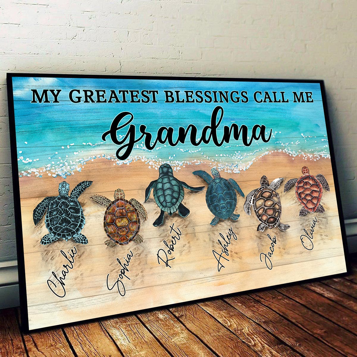 My Greatest Blessings Call Me Grandma Turtles Personalized Horizontal Poster