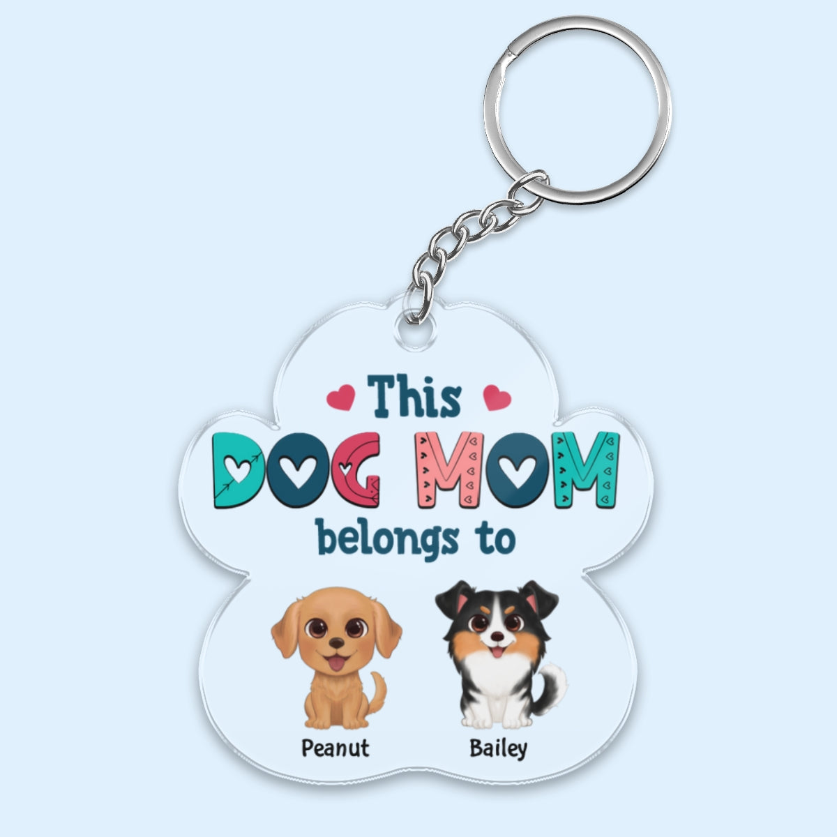 This Dog Mom Belongs To Watercolor Cute Dogs Personalized Acrylic Keychain