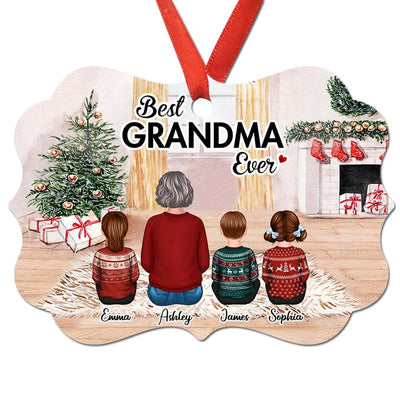 Grandma And Grandkids Sitting In House Personalized Christmas Ornament