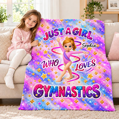 Pretty Gymnastic Girl Custom Name - Personalized Fleece Blanket - Christmas Gift For Gymnast, Daughter, Granddaughter